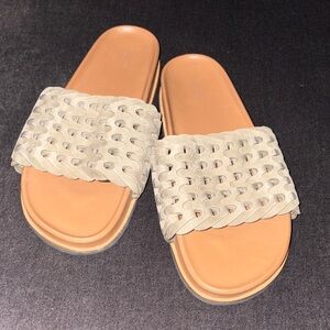 rag & bone New York Bailey Safari Khaki Nubuck Leather Slide Sandals Size 7 1/2